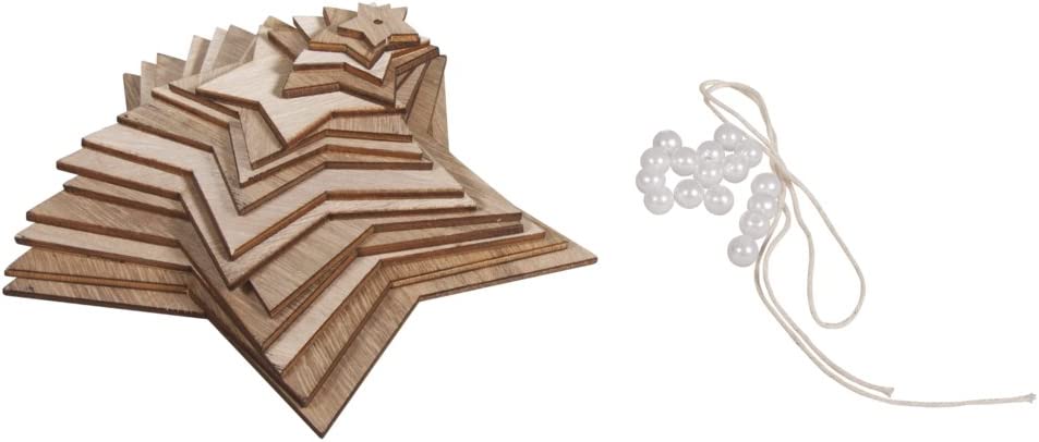 Set d'étoiles en bois naturel, 14x16cm, Décoration à suspendre